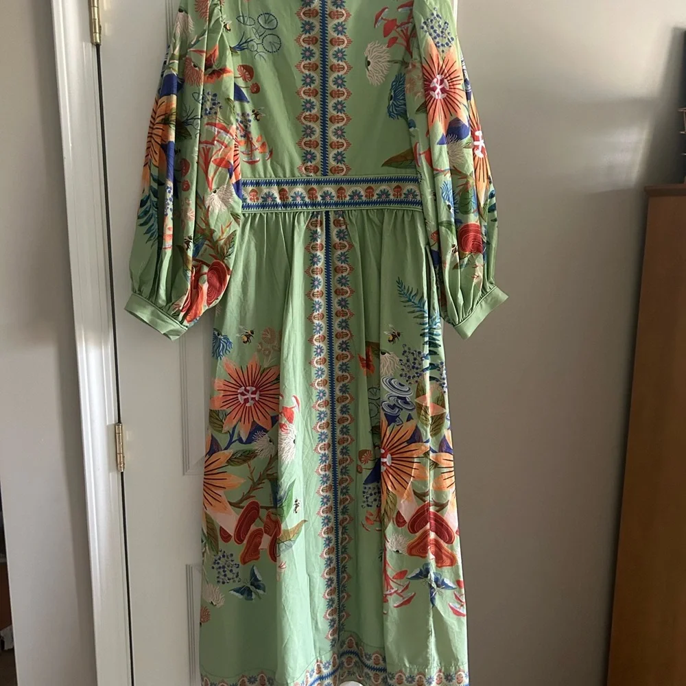 Farm Rio green bright yard maxi dress - Picture 9 of 10